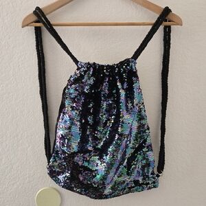Iridescent Sequin Drawstring Backpack